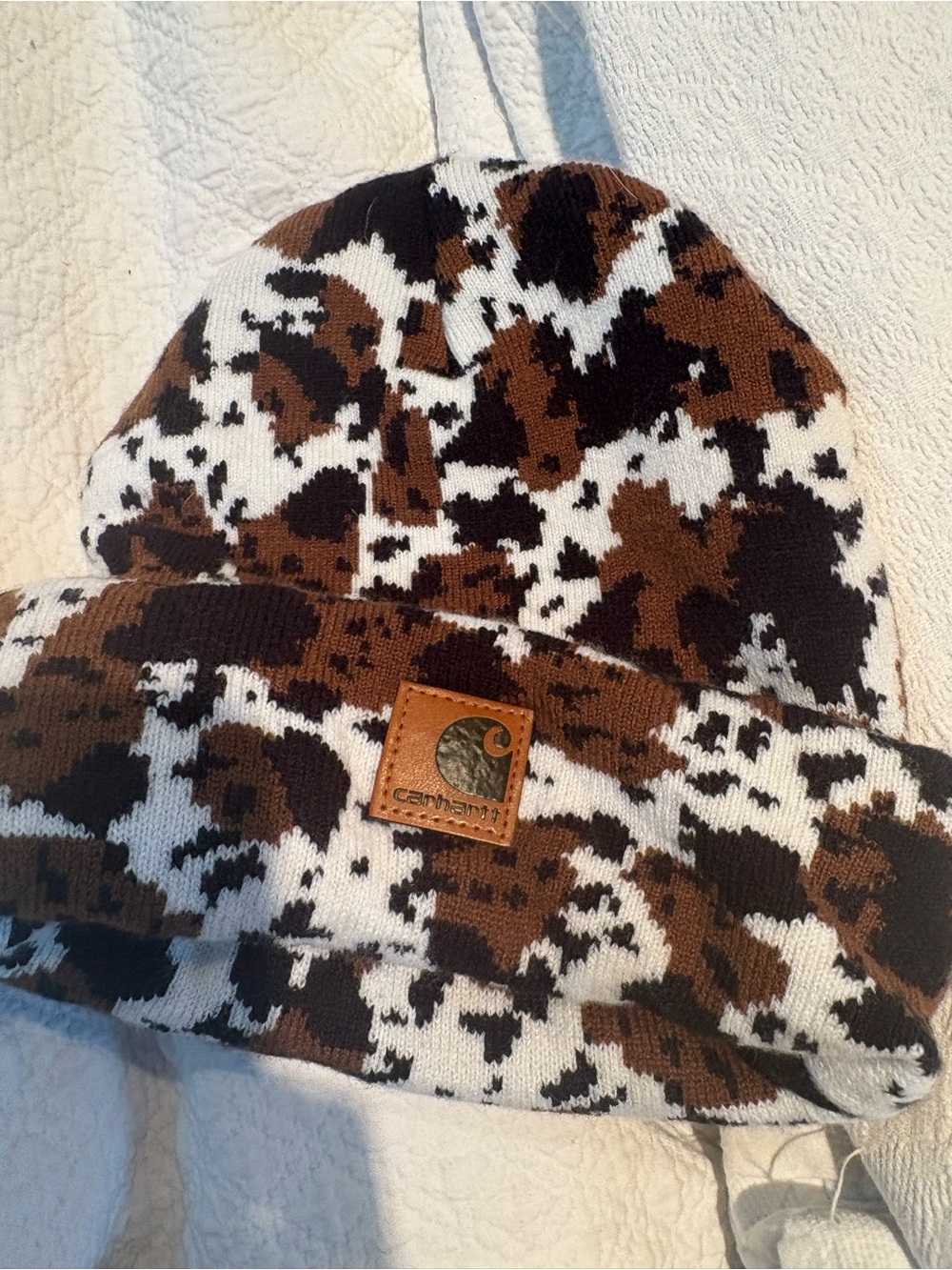 Carhartt Cow Print Beanie Hat Rare Mix Camo